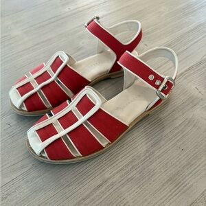 Sera Fisherman Sandal in scarlet canvas